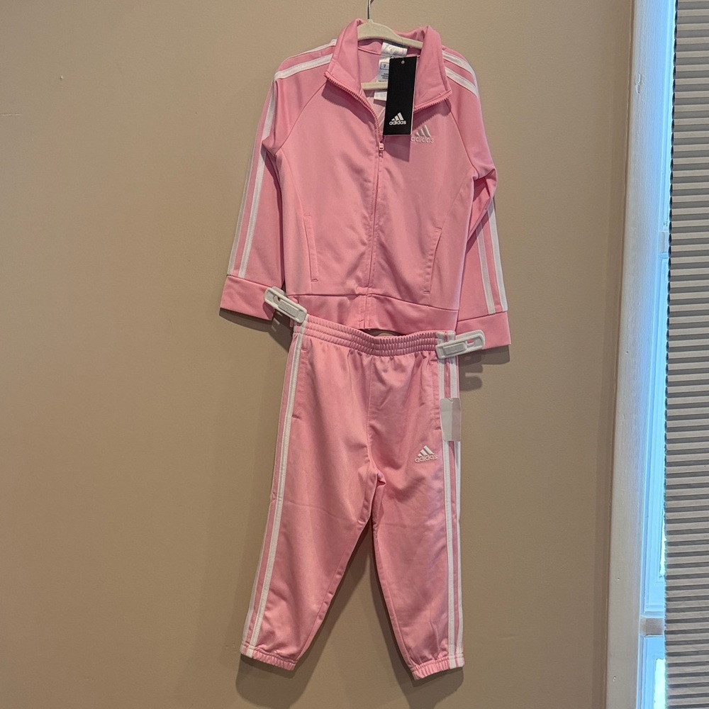 Adidas Pink and White Athletic Tracksuit